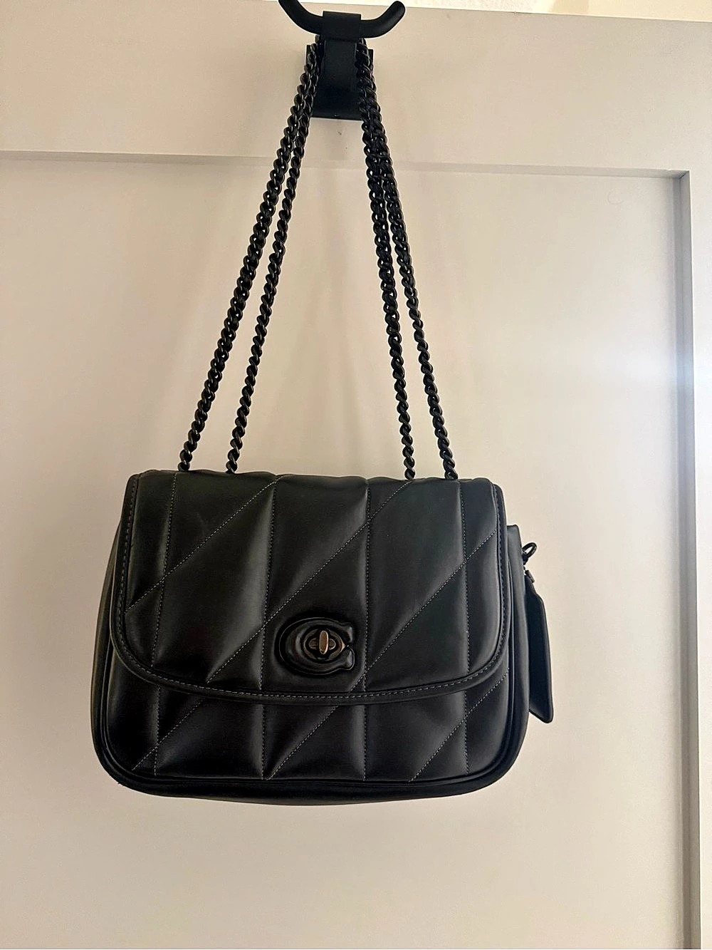 COACH Pillow Madison Shoulder Bag With Quilting Quilted Chain Shoulder Bag Black